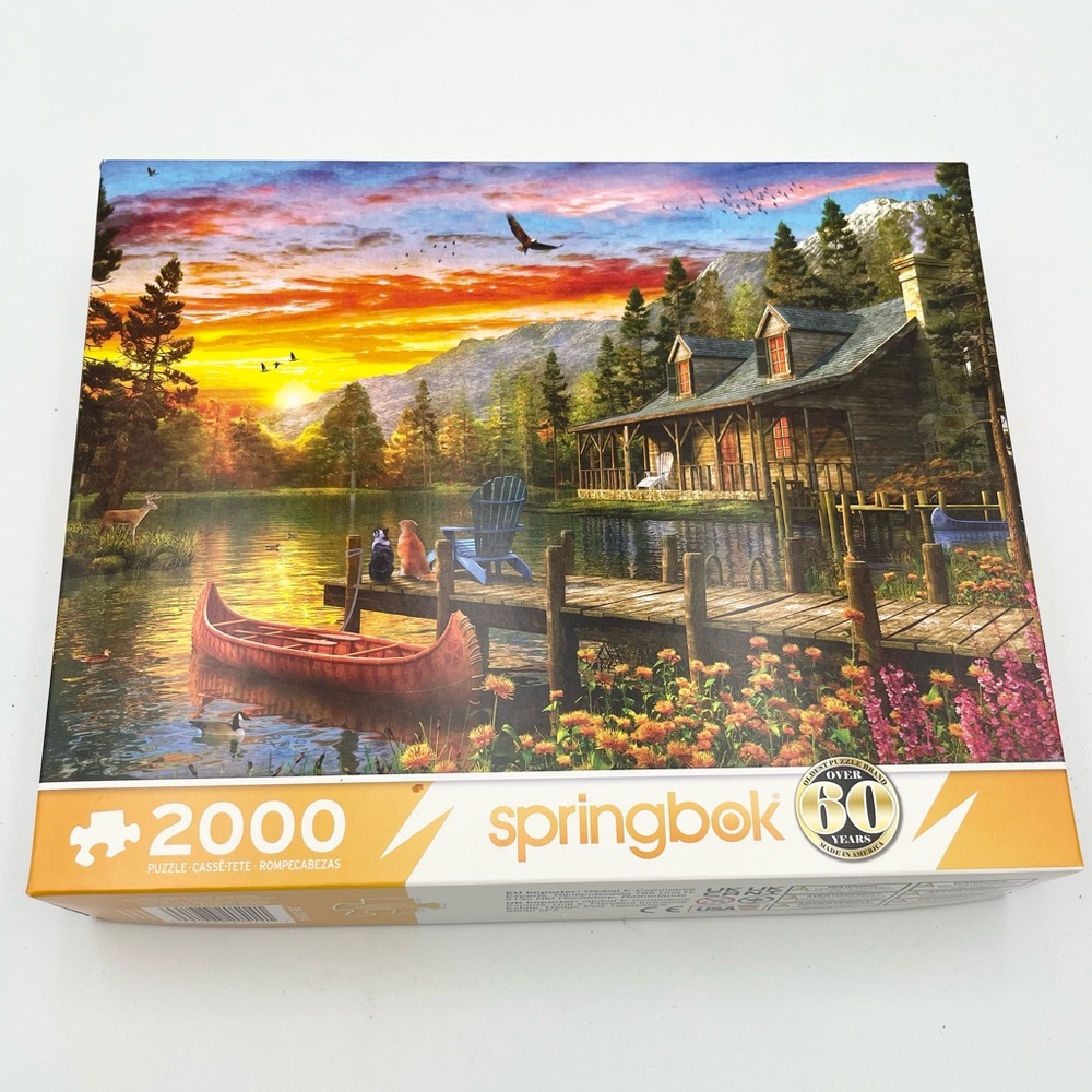 Springbok 2000-Piece Puzzle - Cabin Evening Sunset